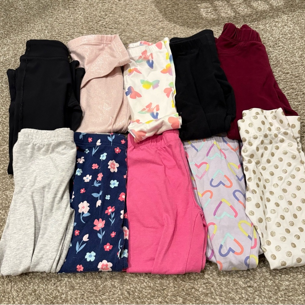 4T Patterned and Solid Leggings. Set of 10
